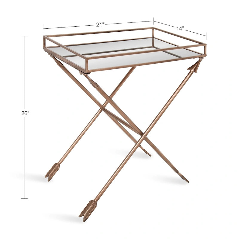 Table d'appoint en métal Flèche Jalabert Silver Orchid - 21x14x26