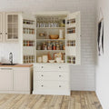 Garde-manger de cuisine de ferme de 77 pouces, armoire de rangement haute autonome avec 3 étagères réglables, 8 étagères de porte, 3 tiroirs
