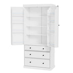 Garde-manger de cuisine de ferme de 77 pouces, armoire de rangement haute autonome avec 3 étagères réglables, 8 étagères de porte, 3 tiroirs