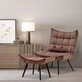 Mcombo Poltrona con Pouf, Poltrona Wingback Trapuntata in Velluto, Sedie Imbottite con Gambe in Metallo per Camera da Letto Soggiorno 4079