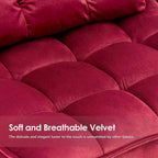 Mcombo Poltrona con Pouf, Poltrona Wingback Trapuntata in Velluto, Sedie Imbottite con Gambe in Metallo per Camera da Letto Soggiorno 4079