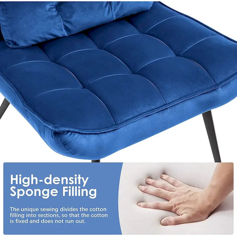 Mcombo Poltrona con Pouf, Poltrona Wingback Trapuntata in Velluto, Sedie Imbottite con Gambe in Metallo per Camera da Letto Soggiorno 4079