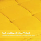 Mcombo Poltrona con Pouf, Poltrona Wingback Trapuntata in Velluto, Sedie Imbottite con Gambe in Metallo per Camera da Letto Soggiorno 4079