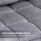 Mcombo Poltrona con Pouf, Poltrona Wingback Trapuntata in Velluto, Sedie Imbottite con Gambe in Metallo per Camera da Letto Soggiorno 4079