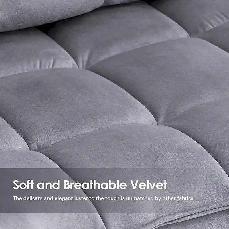 Mcombo Poltrona con Pouf, Poltrona Wingback Trapuntata in Velluto, Sedie Imbottite con Gambe in Metallo per Camera da Letto Soggiorno 4079