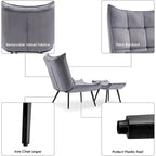 Mcombo Poltrona con Pouf, Poltrona Wingback Trapuntata in Velluto, Sedie Imbottite con Gambe in Metallo per Camera da Letto Soggiorno 4079