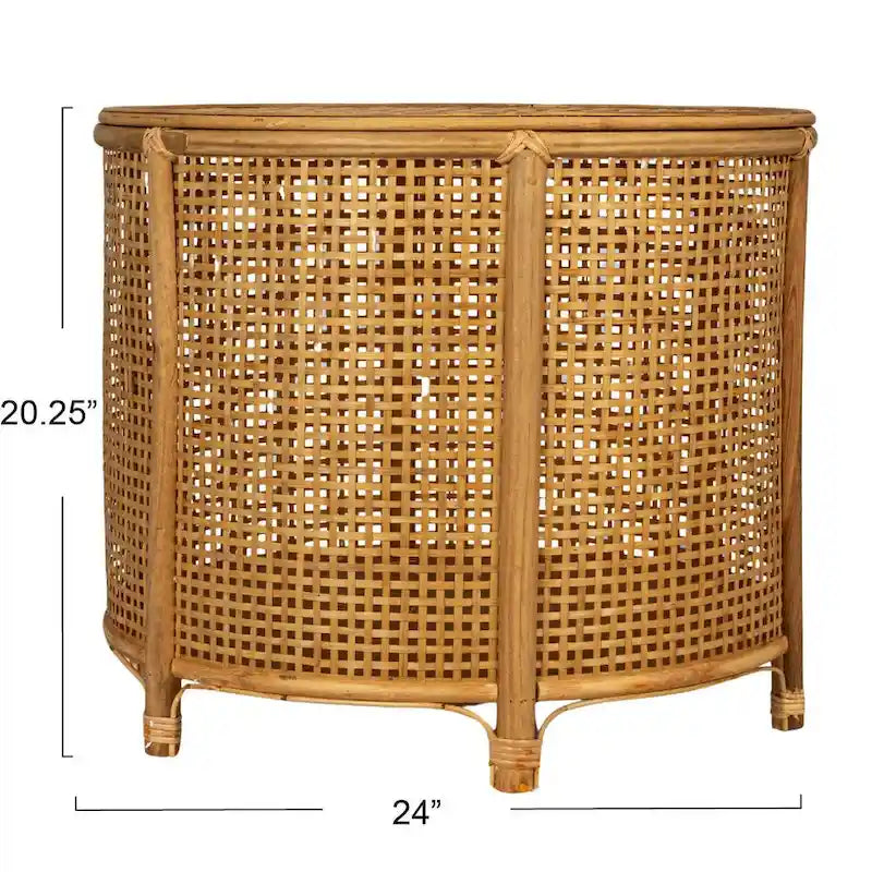 Tavolino d'appoggio in bambù e rattan
