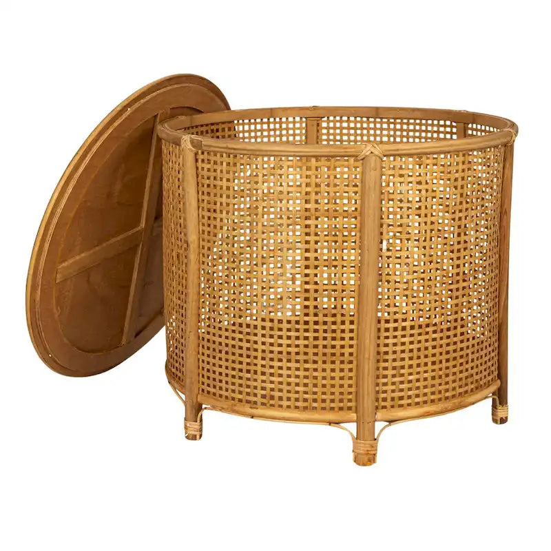 Tavolino d'appoggio in bambù e rattan