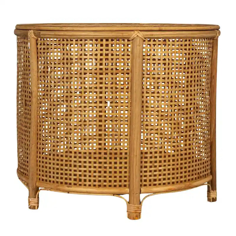 Tavolino d'appoggio in bambù e rattan