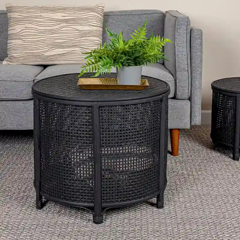 Tavolino d'appoggio in bambù e rattan