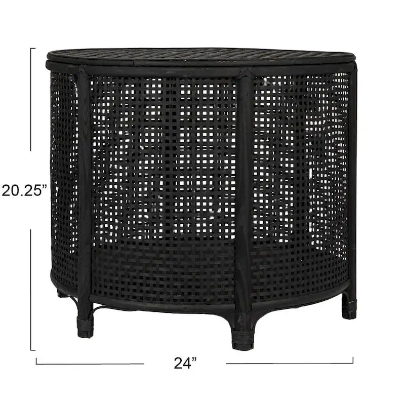 Tavolino d'appoggio in bambù e rattan