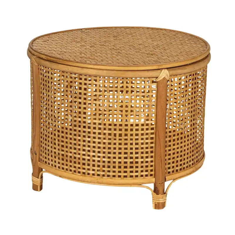 Tavolino d'appoggio in bambù e rattan