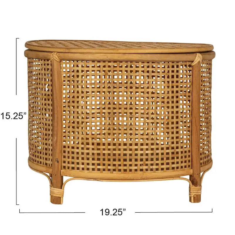 Tavolino d'appoggio in bambù e rattan