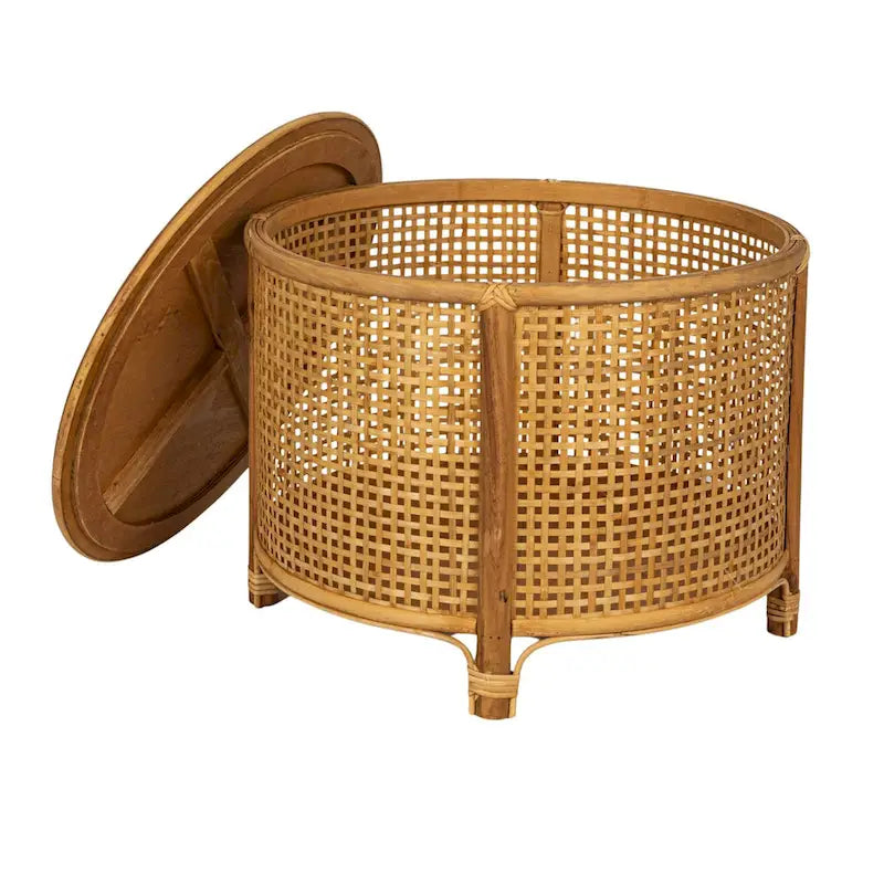 Tavolino d'appoggio in bambù e rattan