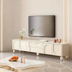 Mobile TV da 78 pollici con contenitore, console multimediale di lusso color crema, spazio aggiuntivo per riporre oggetti - larghezza 78 pollici