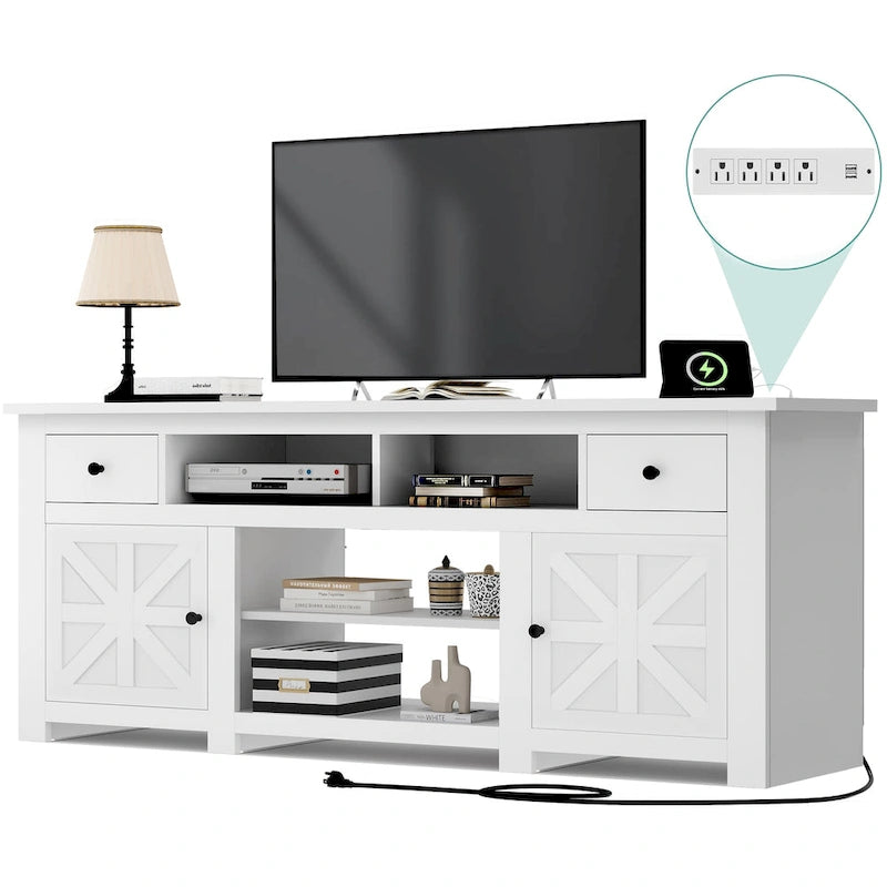 Moasis 70 Mobile TV Rustico, Centro Intrattenimento con Presa di Corrente per TV Fino a 80 Pollici - 70L x 15,5P x 30H
