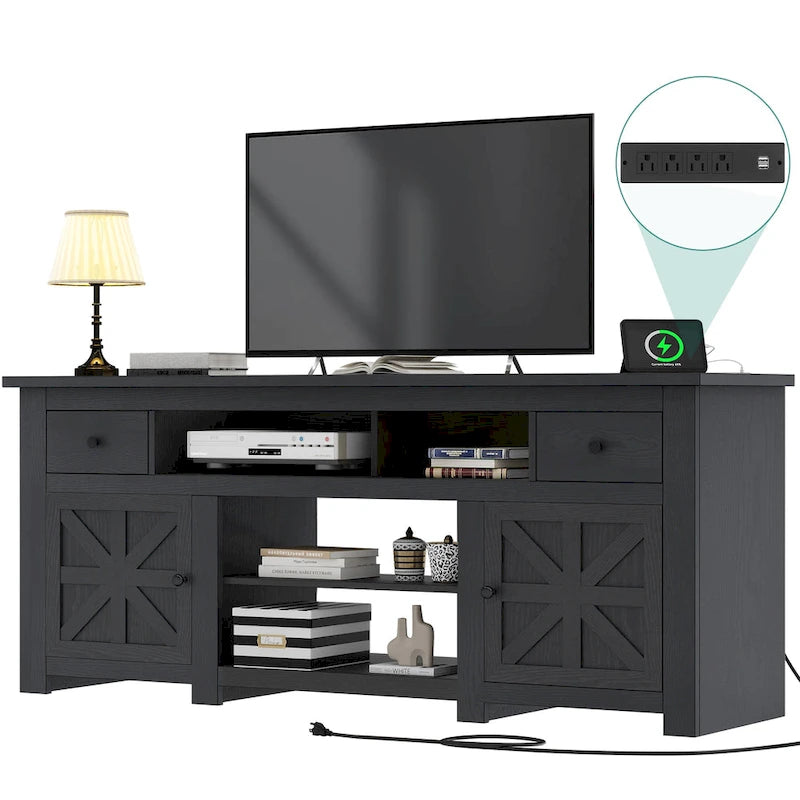 Moasis 70 Mobile TV Rustico, Centro Intrattenimento con Presa di Corrente per TV Fino a 80 Pollici - 70L x 15,5P x 30H