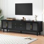 Mobile TV con Ante in Vetro Scanalato per TV Fino a 78 Pollici, Mobile Porta TV Pratico con 2 Cassetti e Armadietti, Centro di Intrattenimento