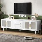 Mobile TV con Ante in Vetro Scanalato per TV Fino a 78 Pollici, Mobile Porta TV Pratico con 2 Cassetti e Armadietti, Centro di Intrattenimento