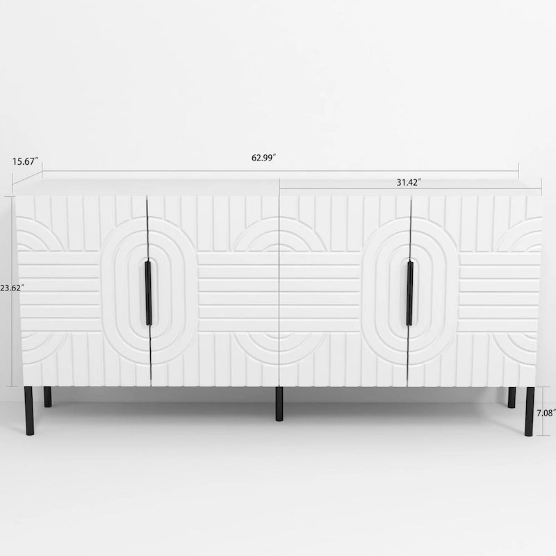 Mobile TV bianco Chic Elegance da 160 cm – Adatto a TV fino a 65 pollici – 160 cm di larghezza