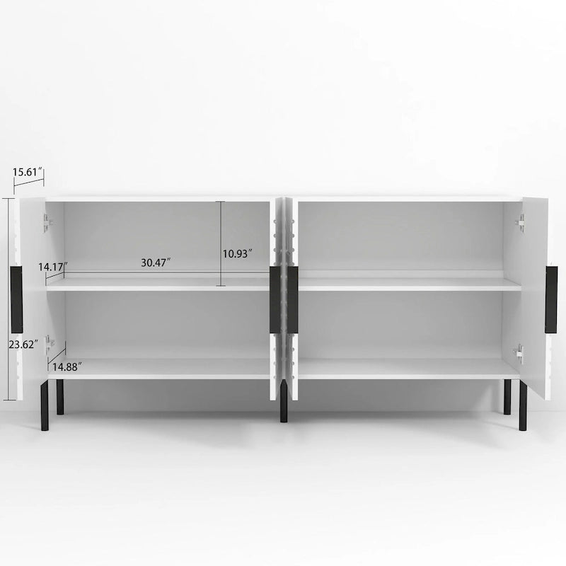 Mobile TV bianco Chic Elegance da 160 cm – Adatto a TV fino a 65 pollici – 160 cm di larghezza