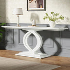 Table console de 59 pouces pour entrée, tables de canapé de ferme blanches pour salon