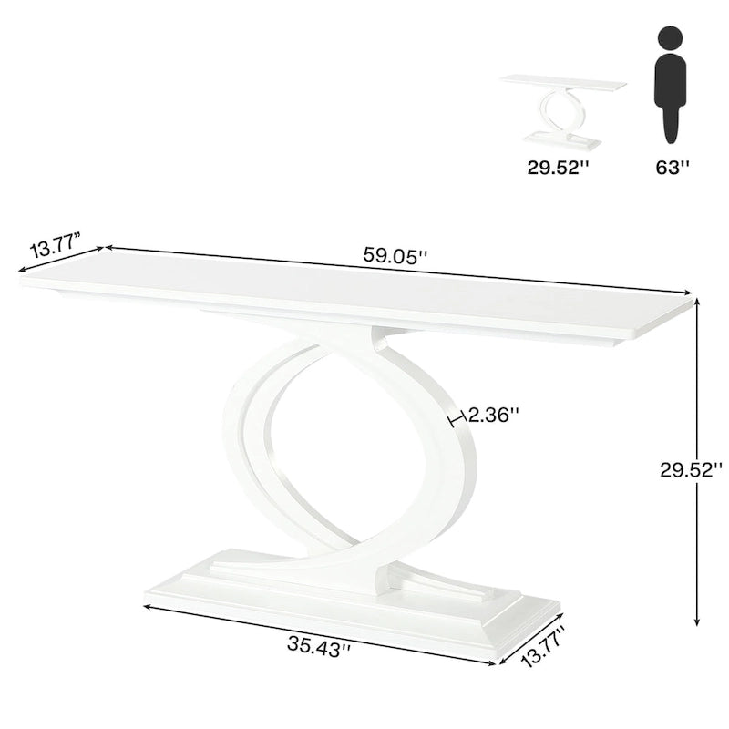 Table console de 59 pouces pour entrée, tables de canapé de ferme blanches pour salon