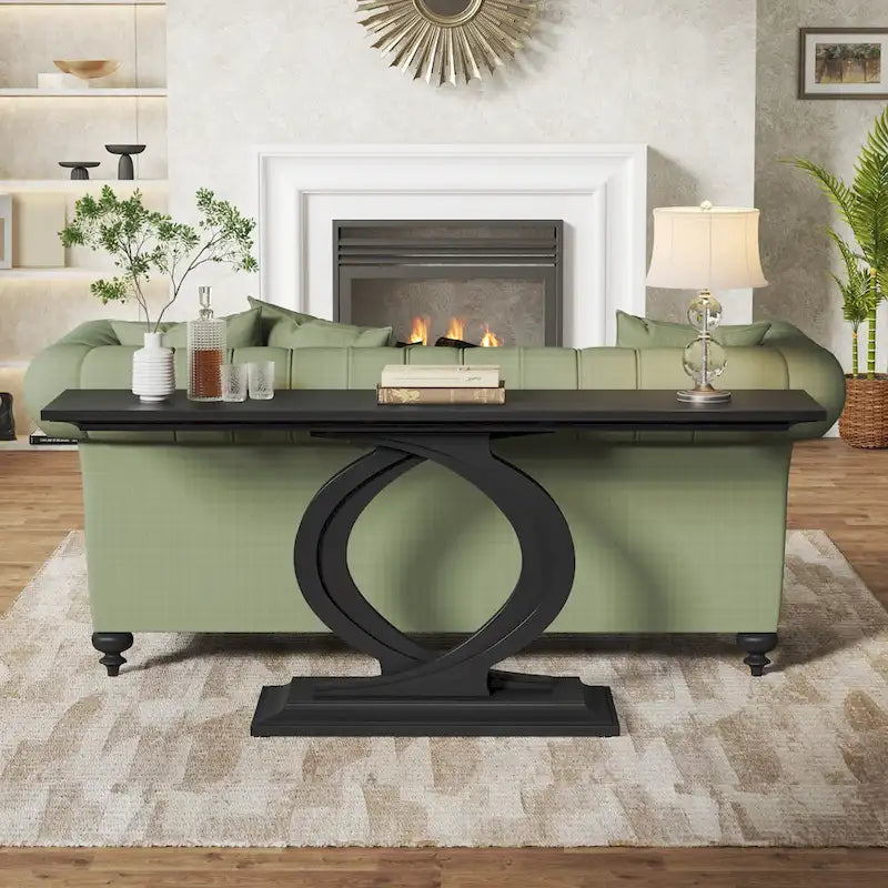 Table console de 59 pouces pour entrée, tables de canapé de ferme blanches pour salon