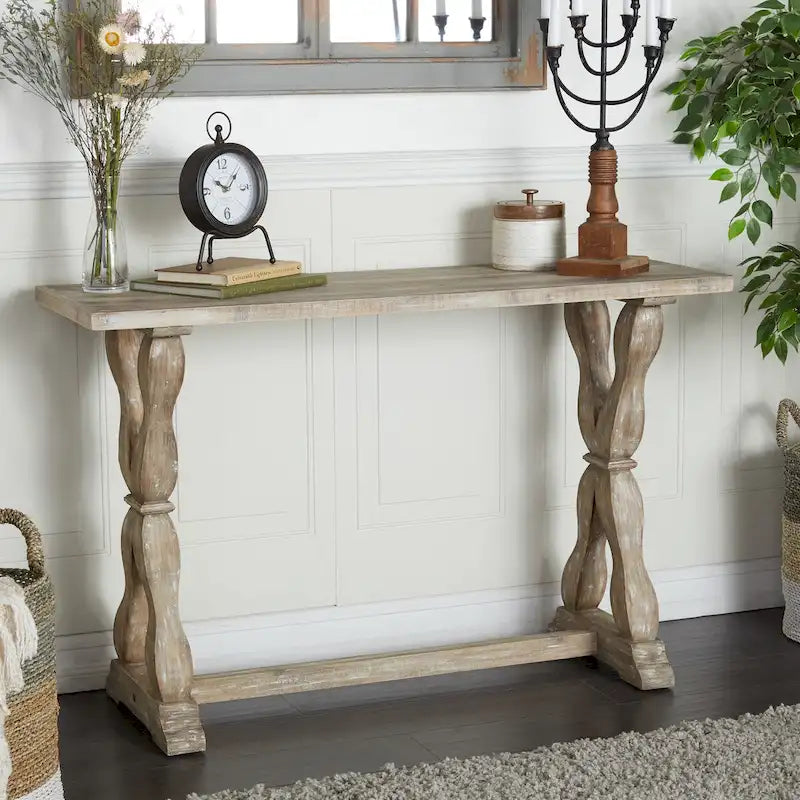 Consolle o panca in legno con dettagli invecchiati - Marrone - Roche River Decor