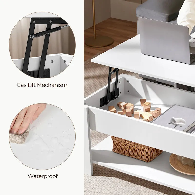 Table basse relevable Yaheetech 47,5", Compartiment caché/Étagère ouverte