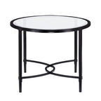 HomeRoots Tavolino da Caffè Ovale in Vetro Trasparente e Nero e Metallo 45 - 19 H x 45 L x 25 P