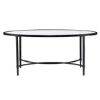 HomeRoots Tavolino da Caffè Ovale in Vetro Trasparente e Nero e Metallo 45 - 19 H x 45 L x 25 P
