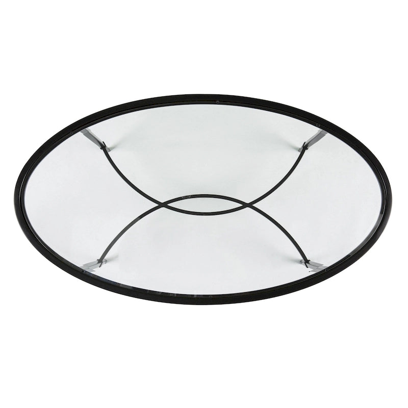 HomeRoots Tavolino da Caffè Ovale in Vetro Trasparente e Nero e Metallo 45 - 19 H x 45 L x 25 P