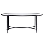 HomeRoots Tavolino da Caffè Ovale in Vetro Trasparente e Nero e Metallo 45 - 19 H x 45 L x 25 P