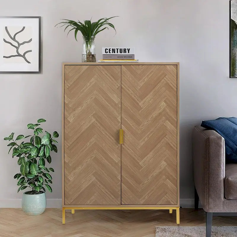 Anmytek Madia moderna a 2 ante in legno, con ripiani regolabili, mobile contenitore multiuso
