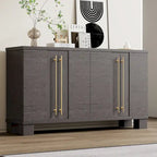 Wood Sideboard with Adjustable Shelves and Gold Handles