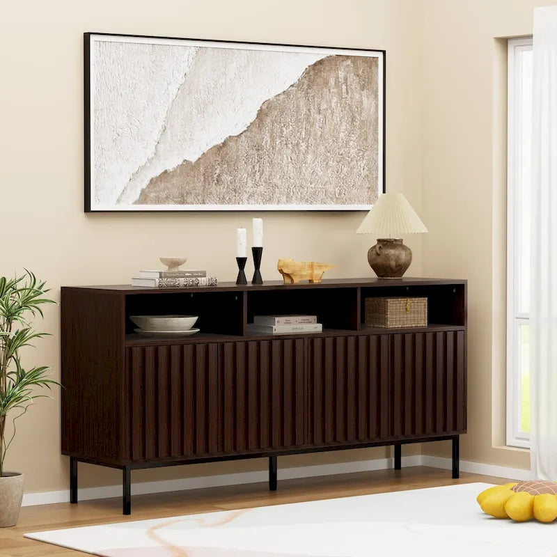 Buffet de cuisine, meuble de rangement, console de bar, desserte de style Mid-Century