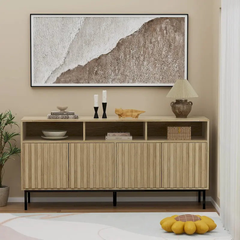 Buffet de cuisine, meuble de rangement, console de bar, desserte de style Mid-Century