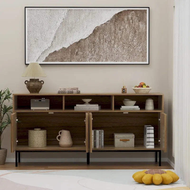 Buffet de cuisine, meuble de rangement, console de bar, desserte de style Mid-Century