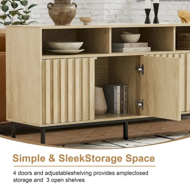 Buffet de cuisine, meuble de rangement, console de bar, desserte de style Mid-Century
