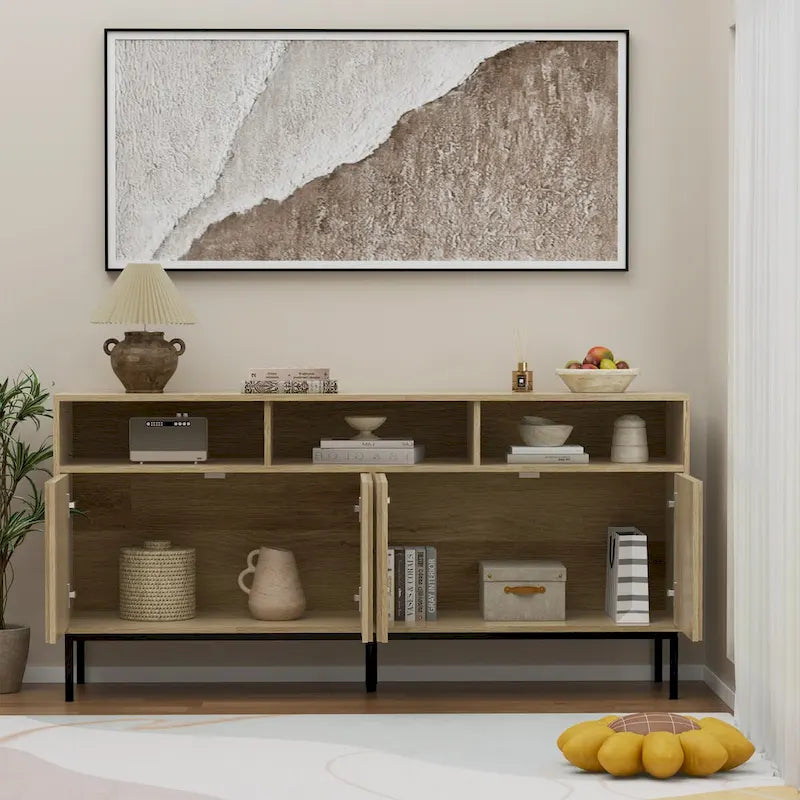 Buffet de cuisine, meuble de rangement, console de bar, desserte de style Mid-Century