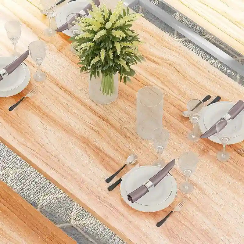 Affascinante set da pranzo in stile semplice con un tavolo e due panche, con piedini, per cucina, sala da pranzo