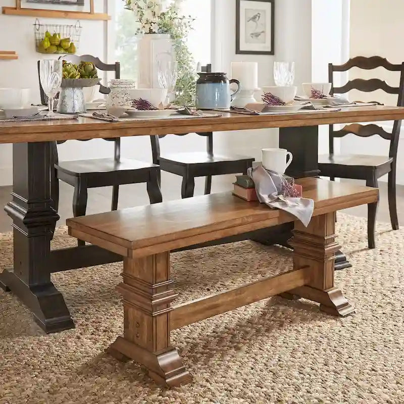 Panca da pranzo in legno con gambe a cavalletto bicolore Eleanor di iNSPIRE Q Classic