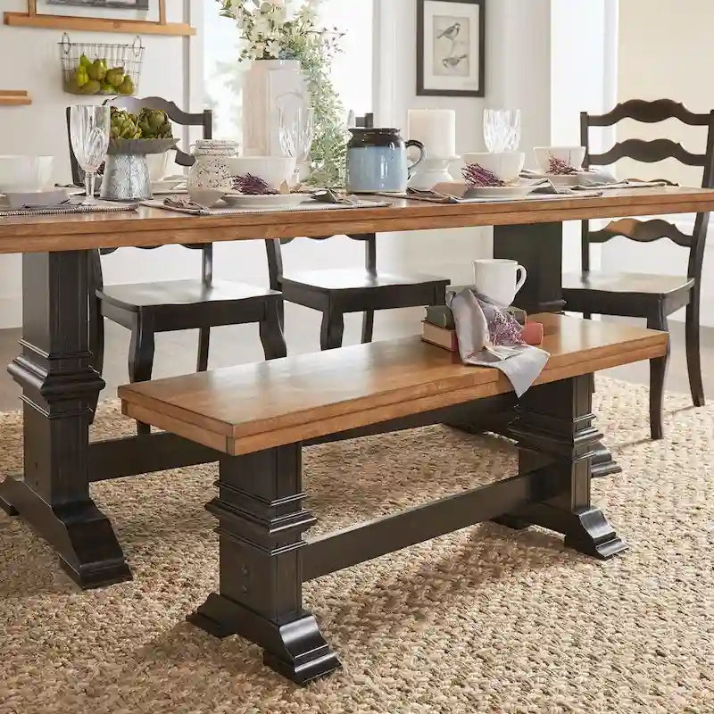 Panca da pranzo in legno con gambe a cavalletto bicolore Eleanor di iNSPIRE Q Classic