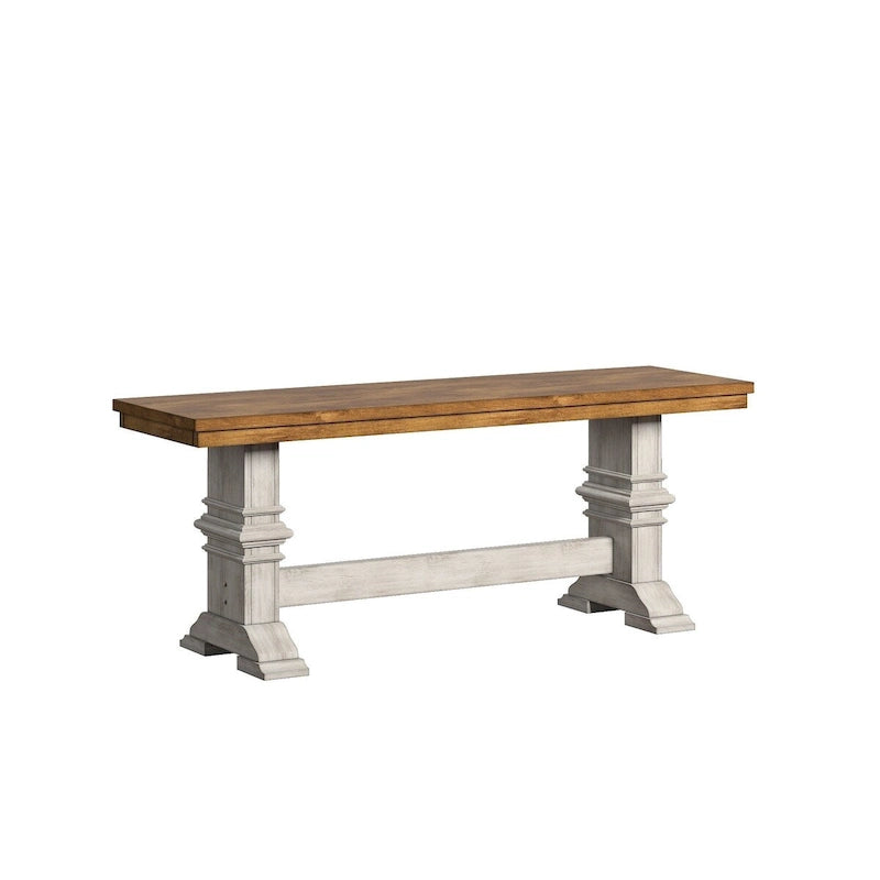 Panca da pranzo in legno con gambe a cavalletto bicolore Eleanor di iNSPIRE Q Classic