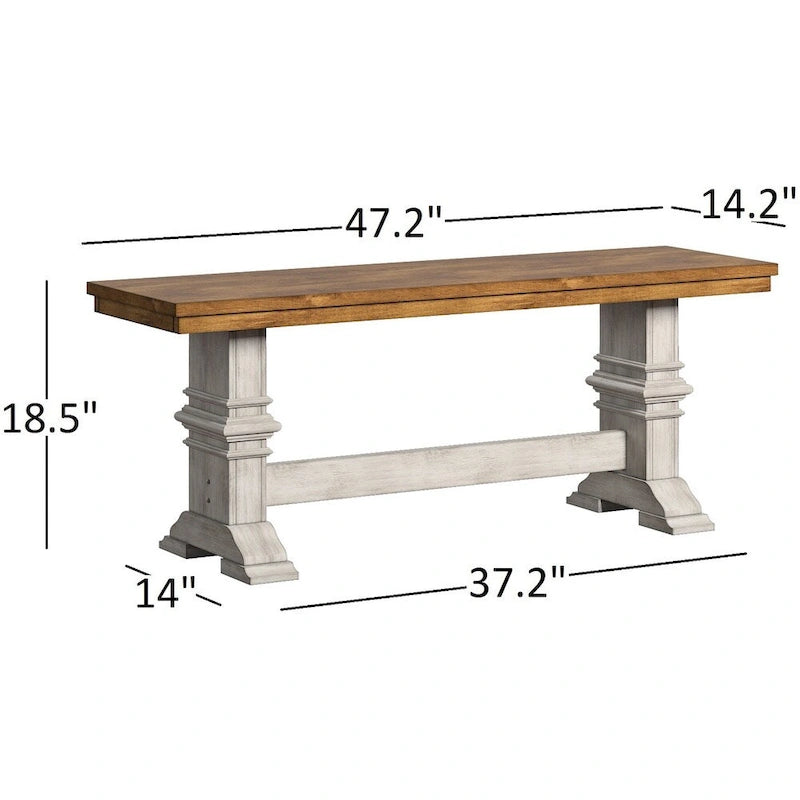 Panca da pranzo in legno con gambe a cavalletto bicolore Eleanor di iNSPIRE Q Classic