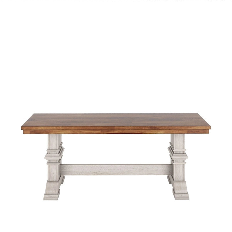 Panca da pranzo in legno con gambe a cavalletto bicolore Eleanor di iNSPIRE Q Classic