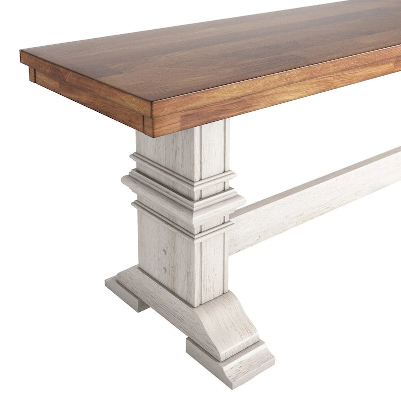 Panca da pranzo in legno con gambe a cavalletto bicolore Eleanor di iNSPIRE Q Classic