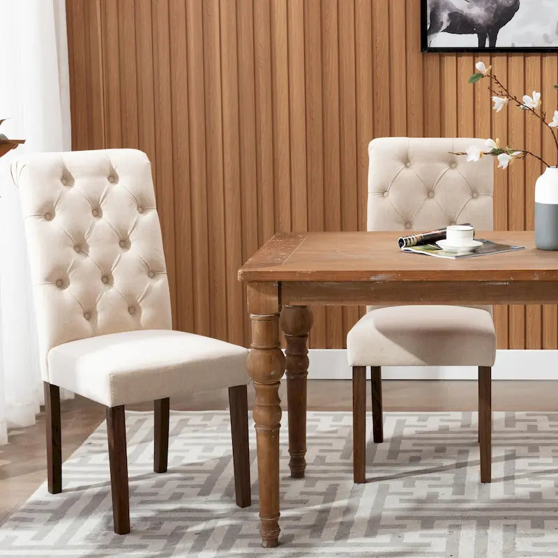 Chaises de salle à manger Tufted Parsons, chaises de cuisine rembourrées en tissu avec siège rembourré (lot de 2) - lot de 2