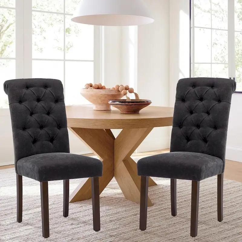 Chaises de salle à manger Tufted Parsons, chaises de cuisine rembourrées en tissu avec siège rembourré (lot de 2) - lot de 2